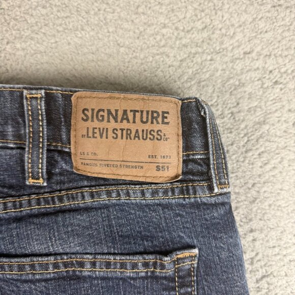 Levis S51 Signature Straight Leg Jeans Mens 40x32 Blue Dark Wash Comfort Stretch - Picture 7 of 8